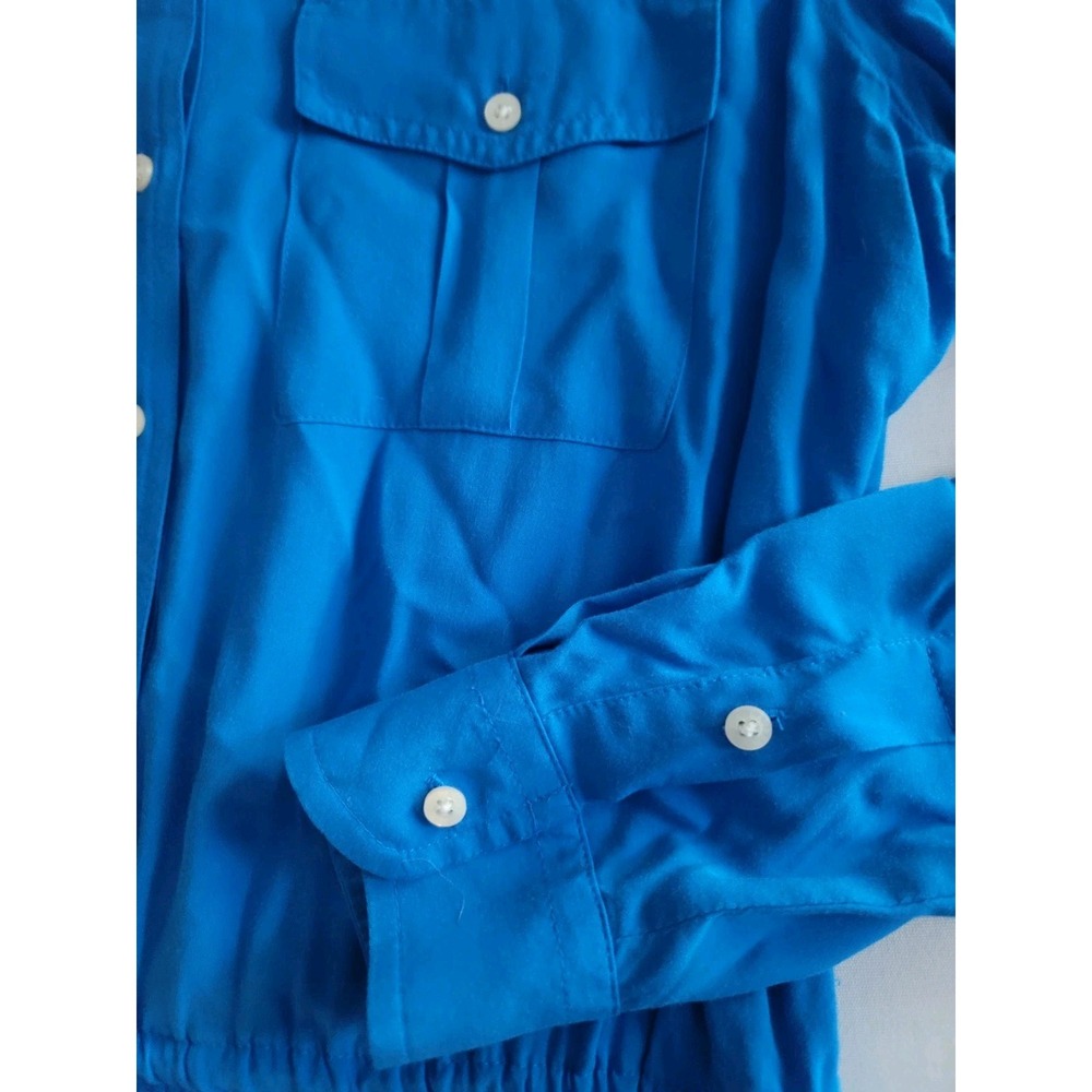 Lauren Ralph Lauren Dress 10P Blue Shirt Dress Drawstring Waist Career Petite - Picture 3 of 7